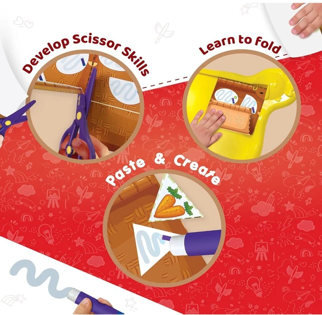 Imagimake My First Craft Kit - 25 DIY Art & Craft Activities with Activity Book, Child-Safe Scissor & 4 Dough Tubs for Kids 3+ Years Delivery Time: 2-3Days