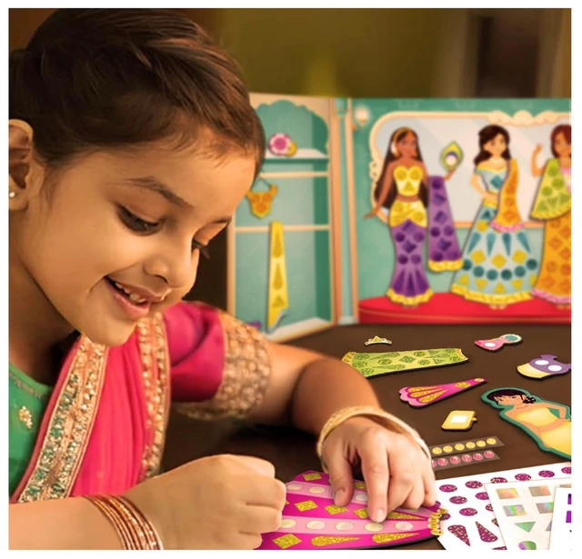 Imagimake DIY Magnetic Dress-Up Indian Princess - 30 Magnetic Dresses & Accessories | Pretend Play Toy for Girls 3+ Years Delivery Time: 2-3Days