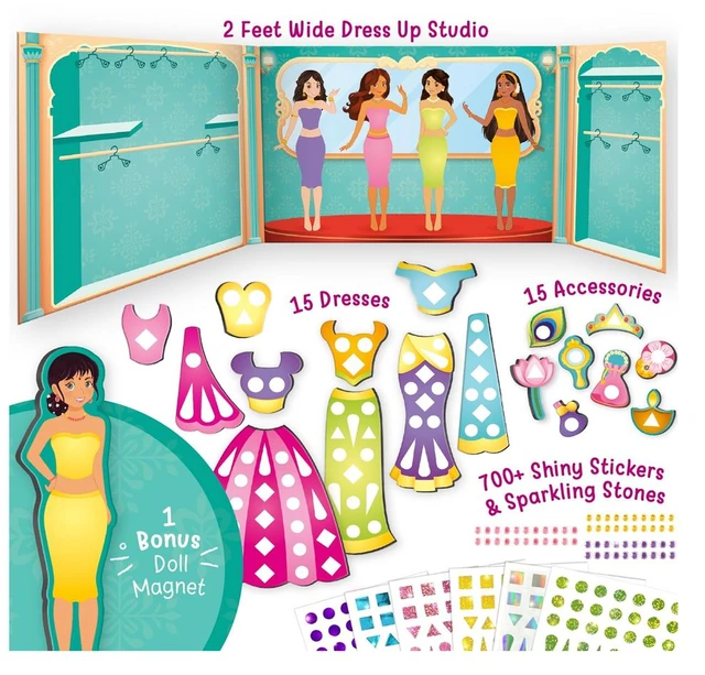 Imagimake DIY Magnetic Dress-Up Indian Princess - 30 Magnetic Dresses & Accessories | Pretend Play Toy for Girls 3+ Years Delivery Time: 2-3Days
