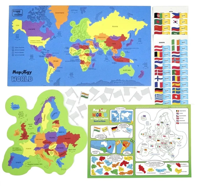 Imagimake Mapology India and World Maps with Capitals - Learn Capitals & Country Flags for Kids 5+ Years Delivery Time: 2-3Days