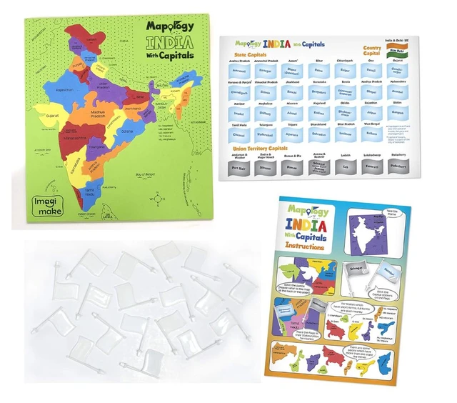 Imagimake Mapology India and World Maps with Capitals - Learn Capitals & Country Flags for Kids 5+ Years Delivery Time: 2-3Days