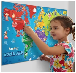 Imagimake Mapology World Map with Reusable Stickers - Educational Geography Toy for Kids 5+ Years Delivery Time: 2-3Days