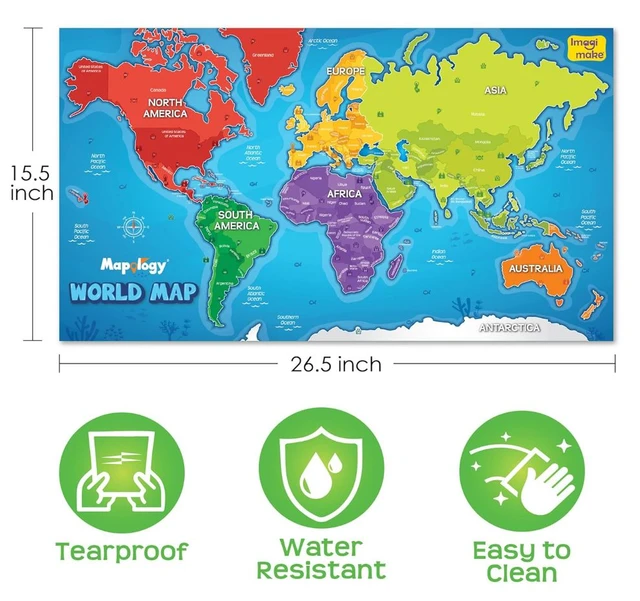 Imagimake Mapology World Map with Reusable Stickers - Educational Geography Toy for Kids 5+ Years Delivery Time: 2-3Days