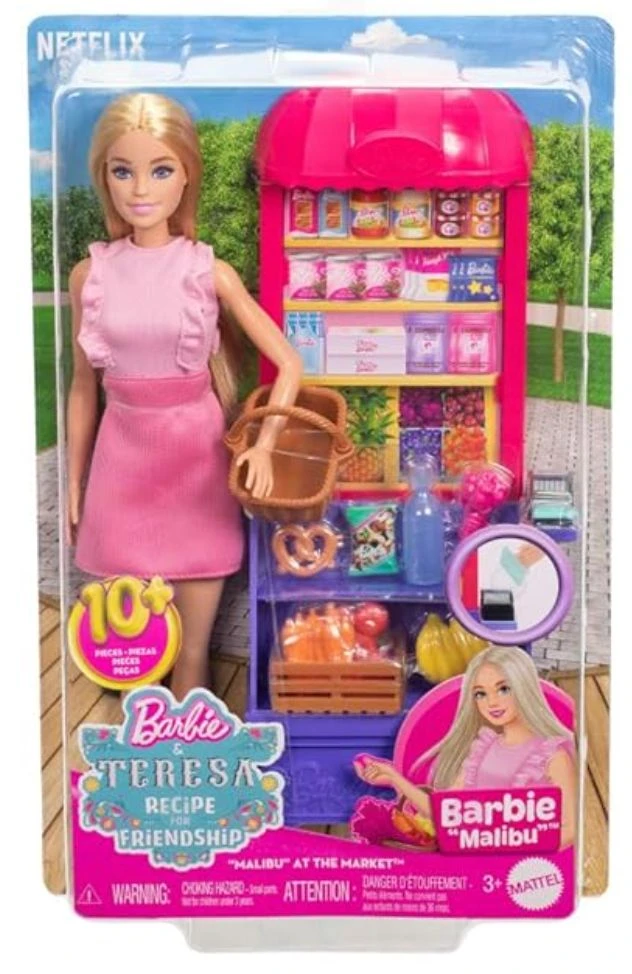 Barbie and Teresa Recipe for Friendship Fashion Doll & Playset - Malibu Market Theme with 11 Accessories for Kids 3+ Years Delivery Time: 2-3Days