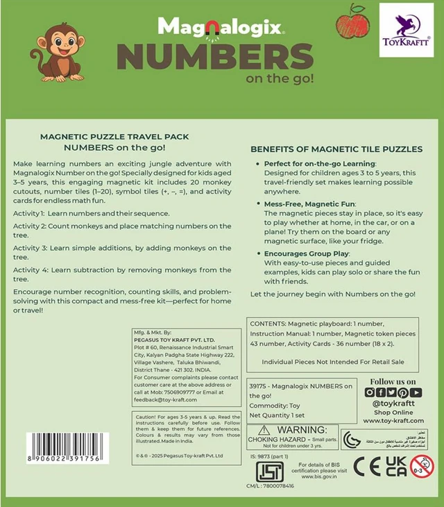 Magnalogix Numbers On The Go - Magnetic Counting & Number Learning Game | Montessori Educational Toy for Kids 3-6 Years Delivery Time : 2-3Days