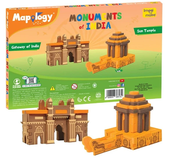 Imagimake Mapology Monuments of India - Sun Temple & Gateway of India 3D Construction Set for Kids 6+ Years Delivery Time: 2-3Days