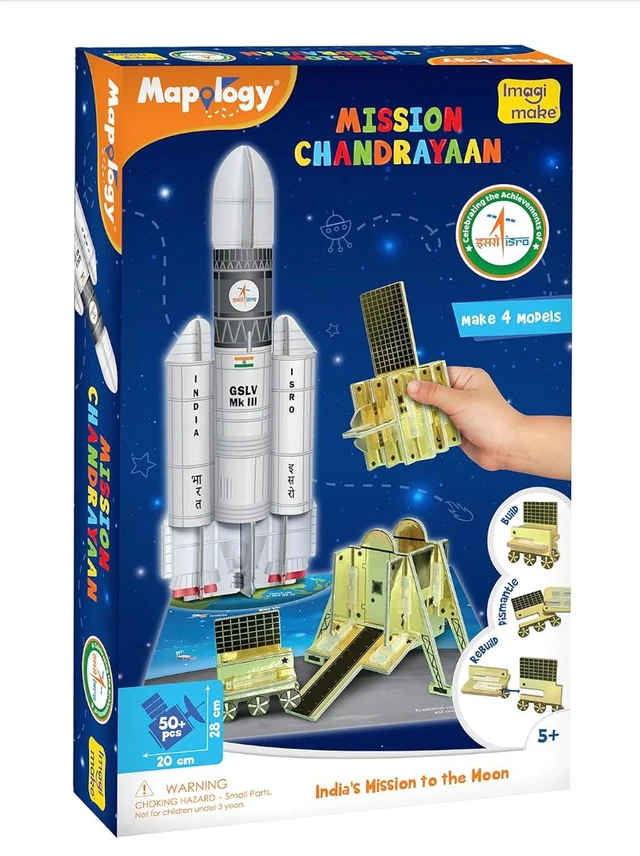 Imagimake Mapology Chandrayaan - ISRO Rocket Model, Satellite & Astronaut 3D Puzzle | Educational Space Toy for Kids 5+ Years Delivery Time: 2-3Days