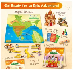 Imagimake Mapology Tales of Ramayana - 3-in-1 Family Board Game with Magnetic Puzzle, Storybook & Trump Cards for Kids 6+ Years Delivery Time: 2-3Days