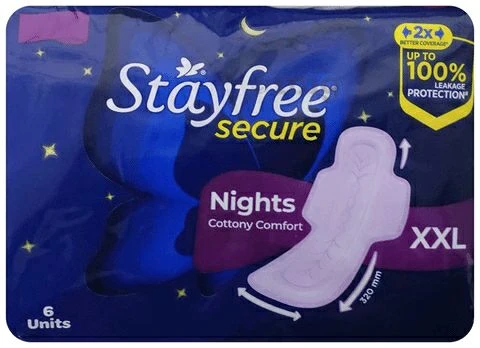 ஸ்டேஃப்ரீ செக்யூர் நைட்ஸ் XXL (6Pads)/ Stayfree Secure Nights Cottony Soft Comfort Pads XXL (6Pads)