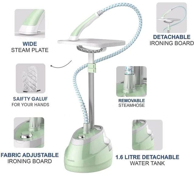 Swissboro Wego Garment Steamer Iron for Clothes Vertical Standing Iron 1.6l Water Tank