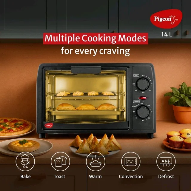 Pigeon 14-Litre Oven Toaster Grill OTG 900 Watt 19004365, Black