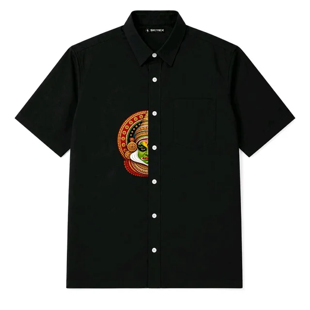 Kathakali Printed Black Half Sleeve Shirt – Kerala Traditional Design