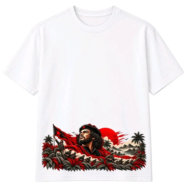 Che Guevara Revolutionary Print White Five Sleeve T-Shirt | Premium Custom Graphic Tee