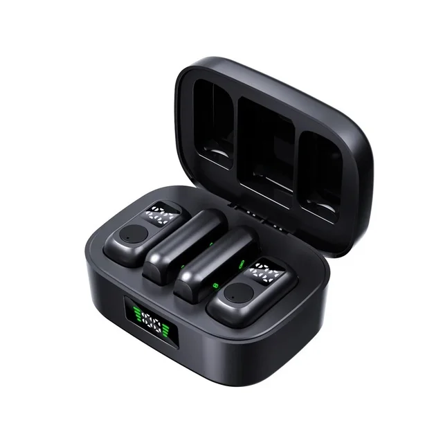 QY88 Dual-Condenser Wireless Lavalier Microphone with Wind Sleeve Collar Clip Microphone for Meeting Vlogging
