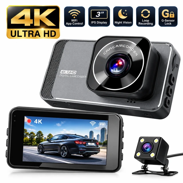 S-4 ULTRA 3-Lens 1080P Full HD Dash Cam | Front, Rear & Cabin Recording | Night Vision | App Control | Built-in Mic