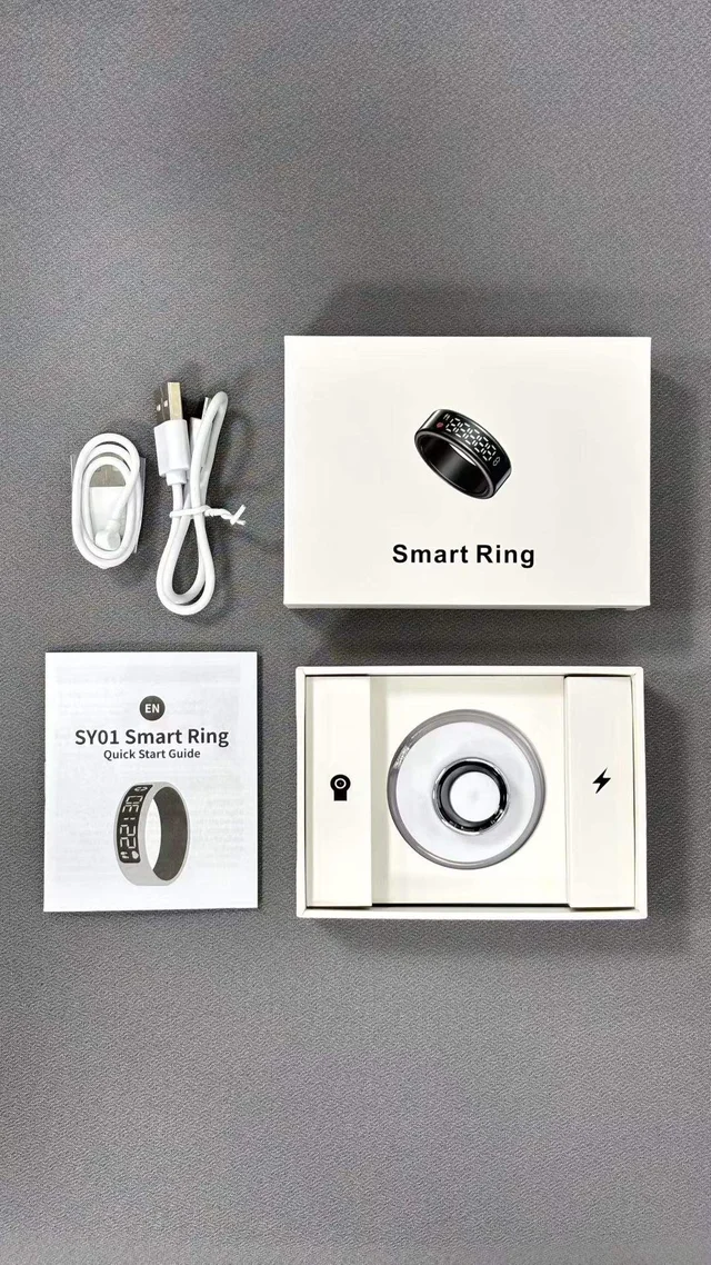  Smart Ring with Display Screen - Touch Charging - Take Photos - Measure Heart Rate - Monitor Blood Oxygen - Track Sleep
