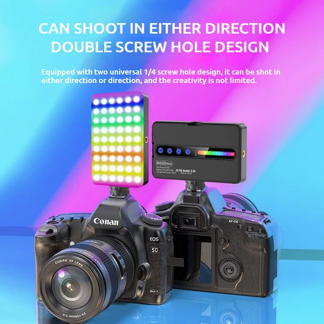 Factory Direct Sales New Arrival M160 RGB 10W 2700-6500K Built-in Battery Long Life Portable Mini Pocket Square Fill Light