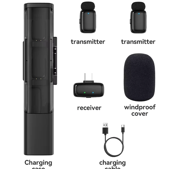 Newest Type-C Mini Mic 2.4G Wireless Condenser Lavalier Microphone 20m Range 1 Year Warranty-Compact Clip-on Professional