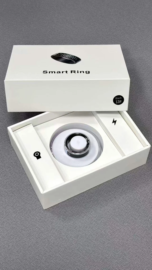  Smart Ring with Display Screen - Touch Charging - Take Photos - Measure Heart Rate - Monitor Blood Oxygen - Track Sleep