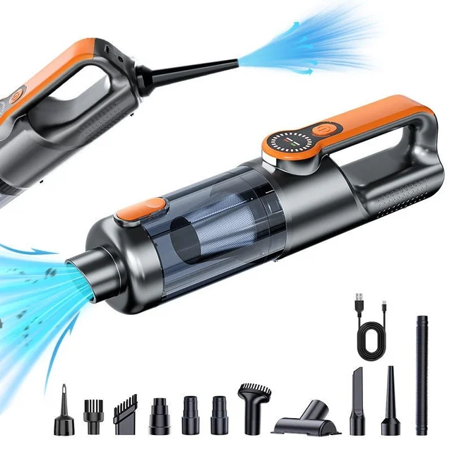 Car Vacuum Cleaner Wireless Handheld High-Power Wet/Dry Dual-Use Suction Blow Dust Removal Machine One-Key Dust Pour