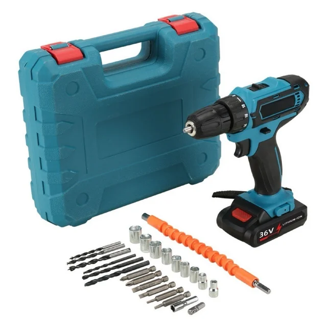 Good Quality Professional Industrial Grade Li-ion Rechargeable Battery Cordless Drill for Construction Use Includes 2 Batteries