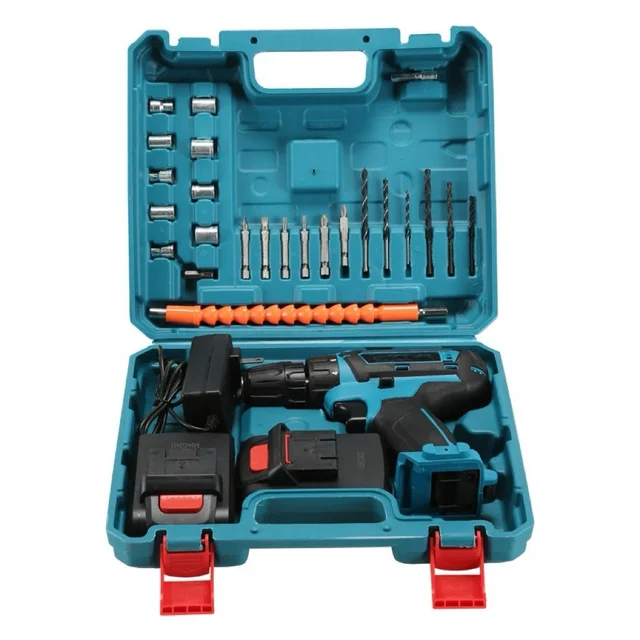 Good Quality Professional Industrial Grade Li-ion Rechargeable Battery Cordless Drill for Construction Use Includes 2 Batteries