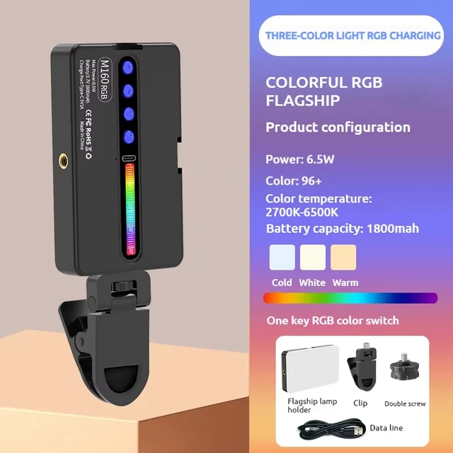 Factory Direct Sales New Arrival M160 RGB 10W 2700-6500K Built-in Battery Long Life Portable Mini Pocket Square Fill Light