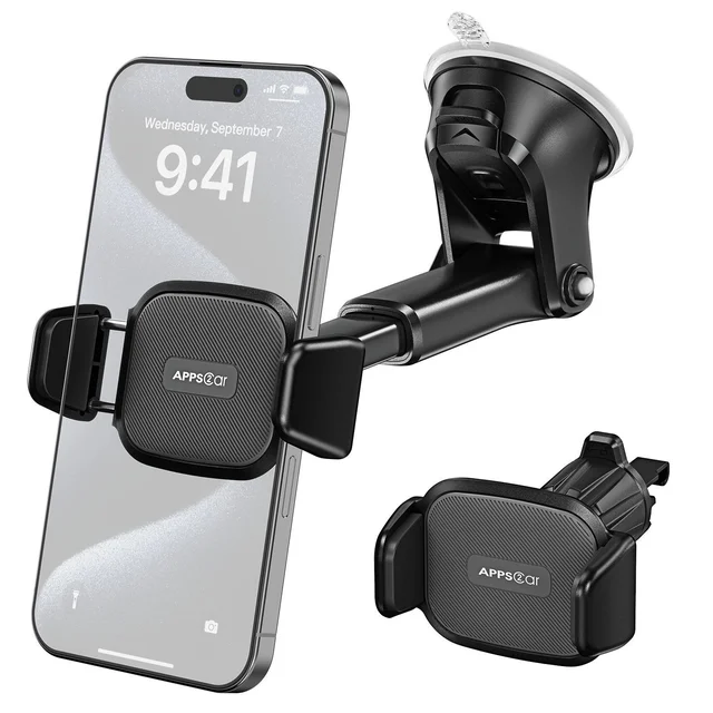 China Manufacturer Silicone Adhesive Vacuum Suction Cup Quick Lock Phone Holder for Car Air Vent Hook Mobile Car Phone Holder