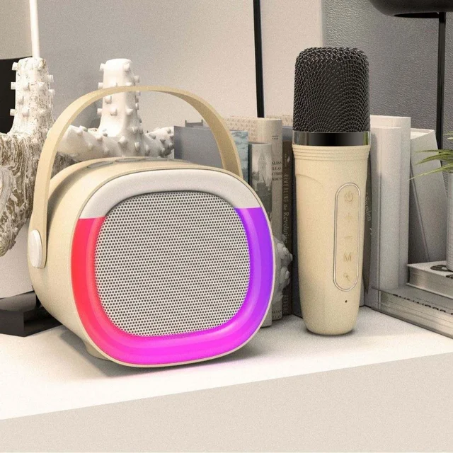 Foreign Trade Hot Selling LED Blue/Tooth Wireless Speaker Home Theatre Outdoor Karaoke Family Voice Control Built-in Microphone