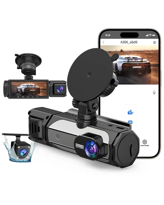 S-3 ULTRA 3-Lens Dash Cam 1080P Full HD Car Camera | Front Rear Inside Recording Night Vision App Control Built-in Mic 6 Months Warranty