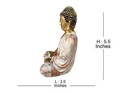 Buddha Showpiece Idol for Home Decor (Set of 3) (Ivory Gold, Free Size)