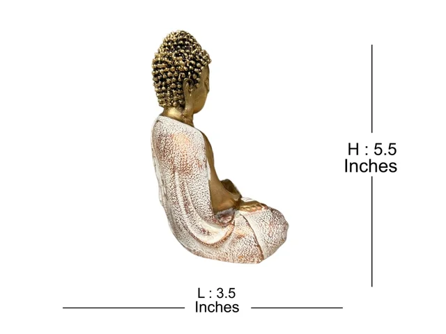 Buddha Showpiece Idol for Home Decor (Set of 3) (Ivory Gold, Free Size)