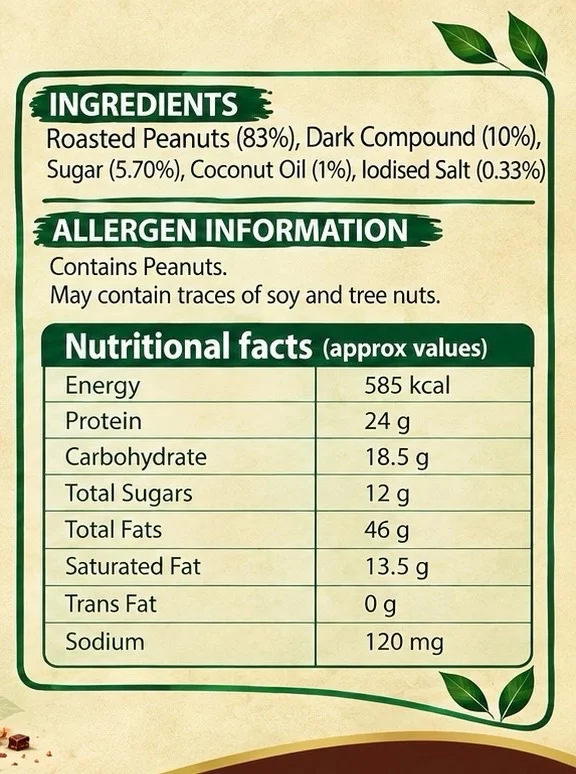 CHOCOLATE CRUNCHY PEANUT BUTTER 500GM