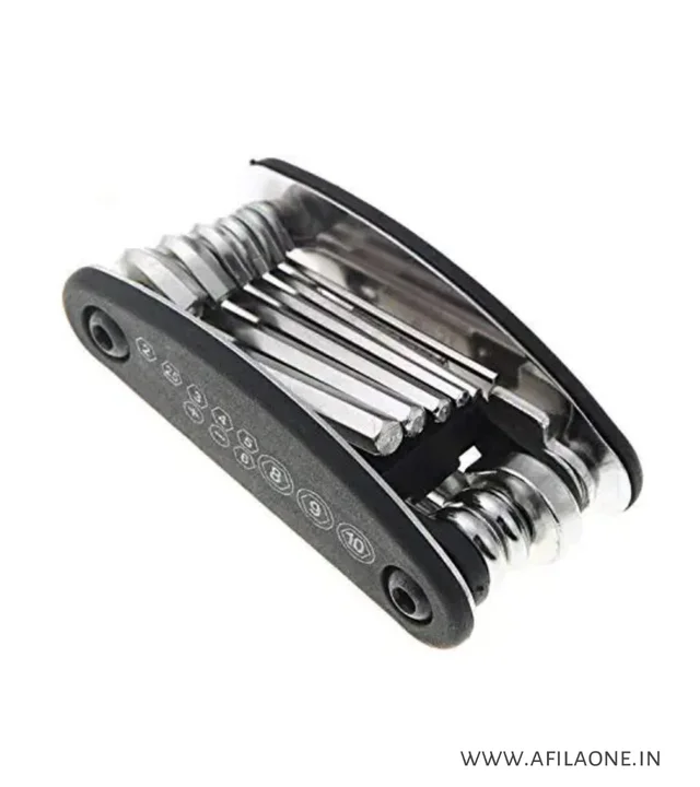 Strauss Bicycle Repair Toolkit | 15 in 1 Multi-Function Bicycle Tools Sets | Cycle Repair |Wrench Mountain Bike Toolkit | Multi-Purpose Mountain Bike, (Black/Silver)