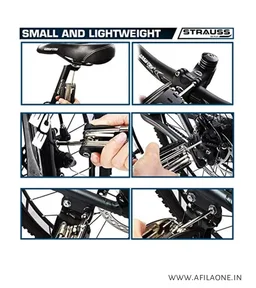Strauss Bicycle Repair Toolkit | 15 in 1 Multi-Function Bicycle Tools Sets | Cycle Repair |Wrench Mountain Bike Toolkit | Multi-Purpose Mountain Bike, (Black/Silver)