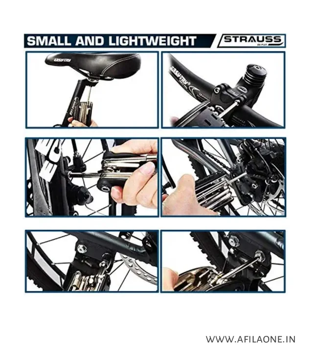 Strauss Bicycle Repair Toolkit | 15 in 1 Multi-Function Bicycle Tools Sets | Cycle Repair |Wrench Mountain Bike Toolkit | Multi-Purpose Mountain Bike, (Black/Silver)