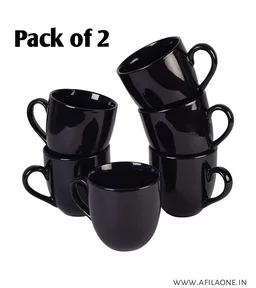 SMPH START Premium Ceramic Tea/Coffee Cups (100ml, Multicolor ) - Set of 1 - Black, 100 ml