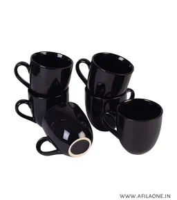 SMPH START Premium Ceramic Tea/Coffee Cups (100ml, Multicolor ) - Set of 1 - Black, 100 ml