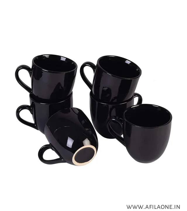 SMPH START Premium Ceramic Tea/Coffee Cups (100ml, Multicolor ) - Set of 1 - Black, 100 ml