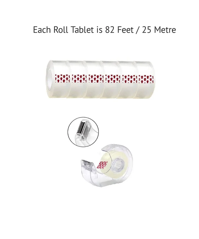 SMPH Star SMPH sello Tape with Dispenser 5 Roll Sello tape With 1 Dispenser (Pack of 1 set) - 18 MM X 25 Meter Roll Length, Transparent