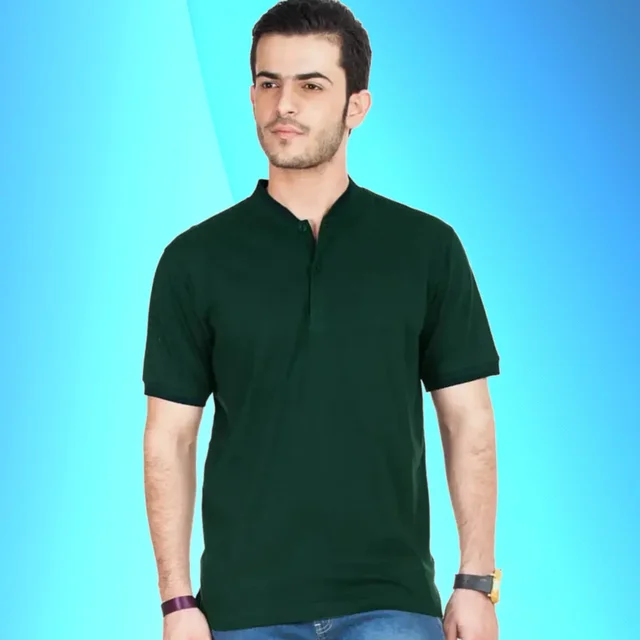 Classy Green Cotton Blend Solid Polo T-Shirt For Men - S ( small )