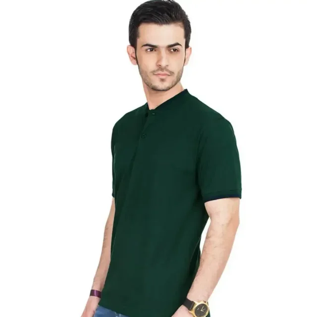 Classy Green Cotton Blend Solid Polo T-Shirt For Men - S ( small )