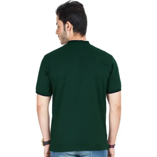 Classy Green Cotton Blend Solid Polo T-Shirt For Men - S ( small )