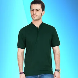 Classy Green Cotton Blend Solid Polo T-Shirt For Men - S ( small )