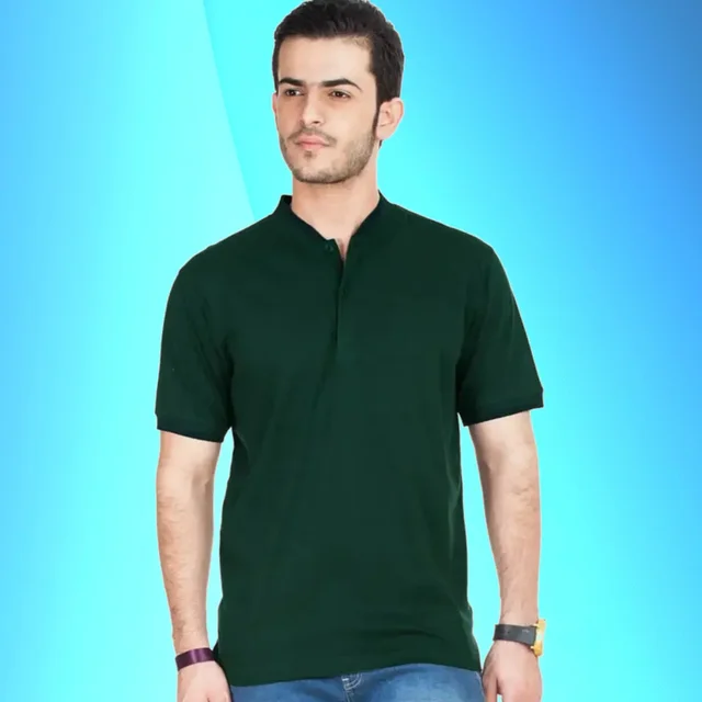 Classy Green Cotton Blend Solid Polo T-Shirt For Men - S ( small )