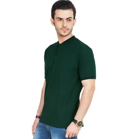 Classy Green Cotton Blend Solid Polo T-Shirt For Men - L ( large )