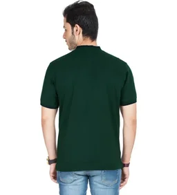 Classy Green Cotton Blend Solid Polo T-Shirt For Men - L ( large )