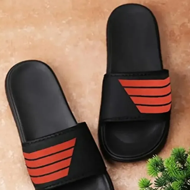 Men's Flipflop & Slipper FMF-02 ALL BLACK-WHITE-07 - UK6