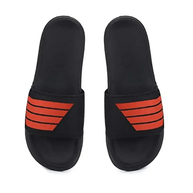 Men's Flipflop & Slipper FMF-02 ALL BLACK-WHITE-07 - UK6