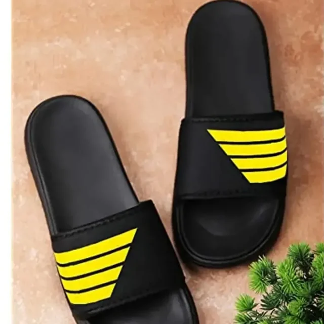 Men's Flipflop & Slipper FMF-02 ALL BLACK-WHITE-07 - UK7